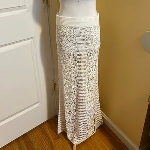 Letarte White Crochet Swim Coverup